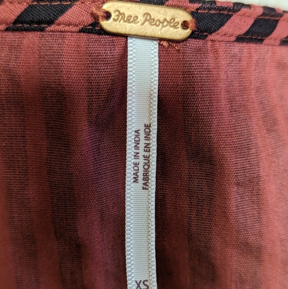 Free People Top Red Black Vintage Stripe Caroline Puff Sleeve Top Size XS - Picture 12 of 15